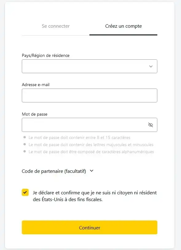 Créer un compte Exness