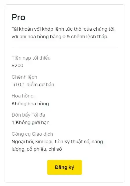 Tài Khoản Pro Exness